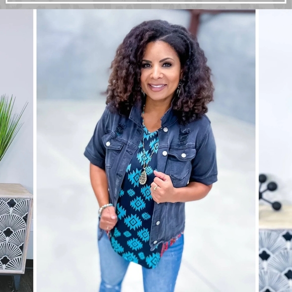 Cropped Black Denim Jacket - Picture 2 of 8